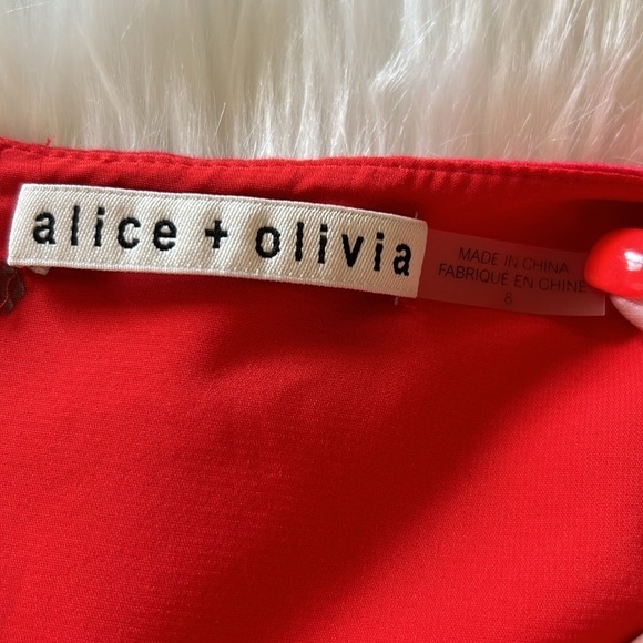 Alice+Olivia Tiered Mini Dress in Bright Poppy Size 8 - Picture 12 of 13